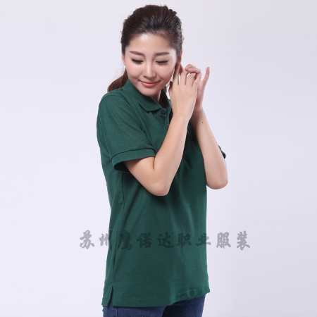 夏季新品墨绿色T恤工作服 超高支纱纯棉短袖T恤衫工作服